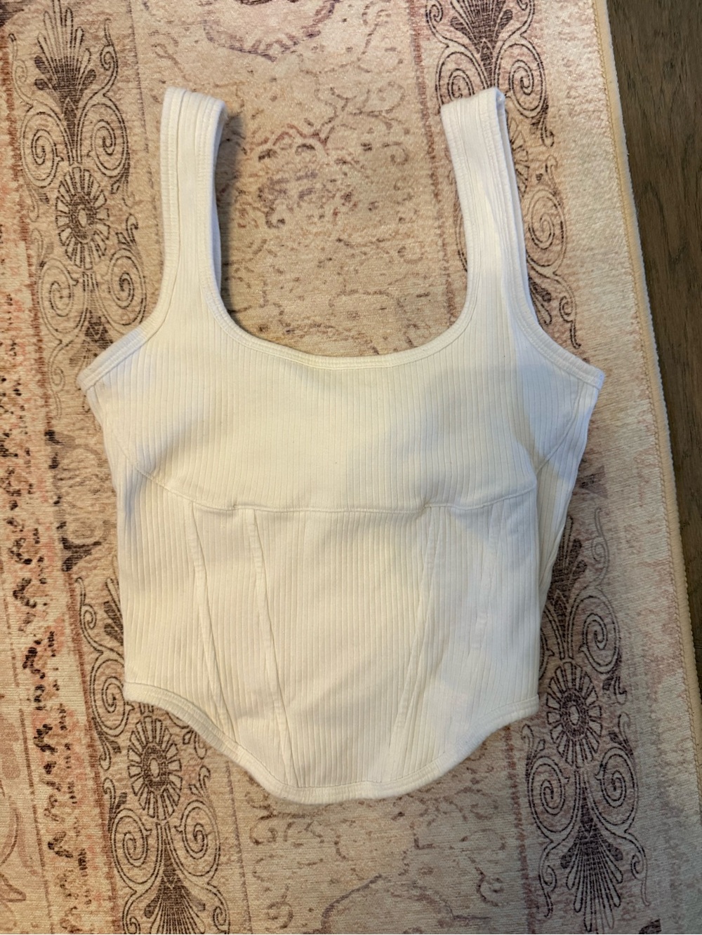 Victoria's Secret Ribbed Square-Neck Crop Top - Cream